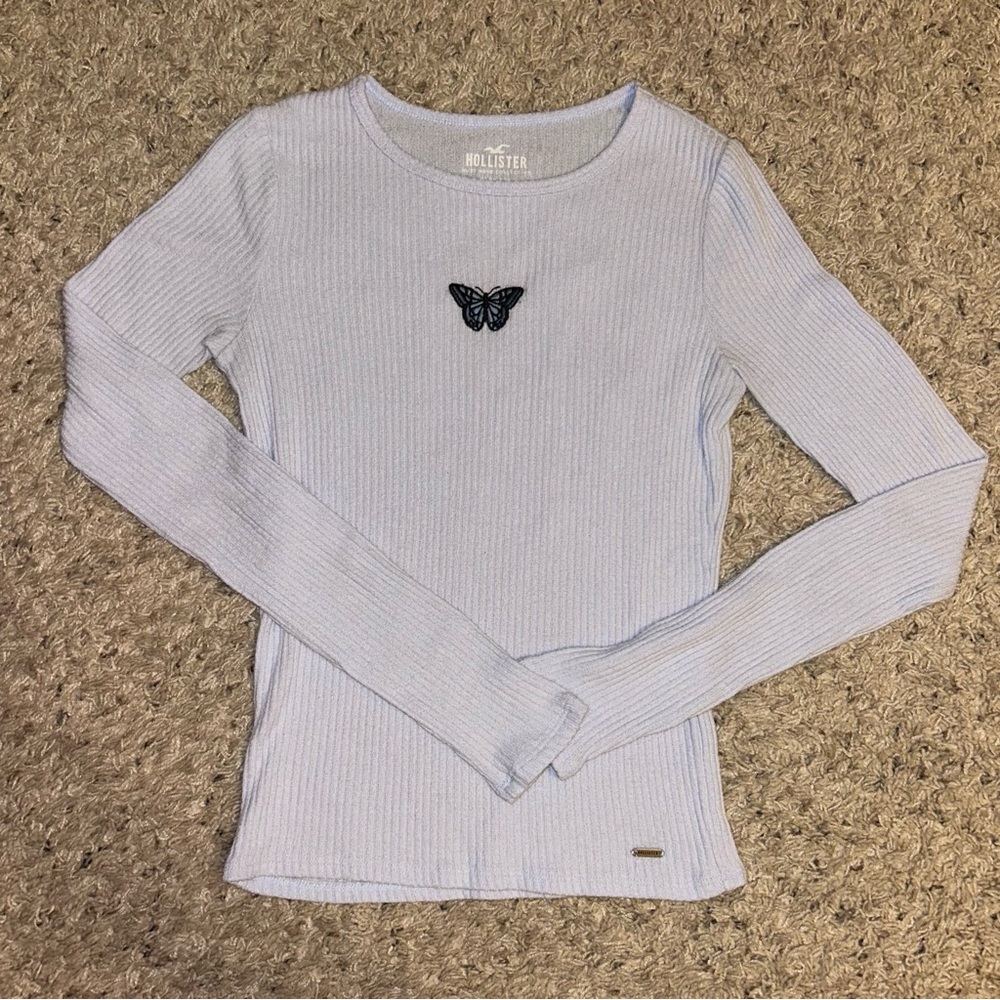 Hollister Butterfly Baby Blue Long Sleeve